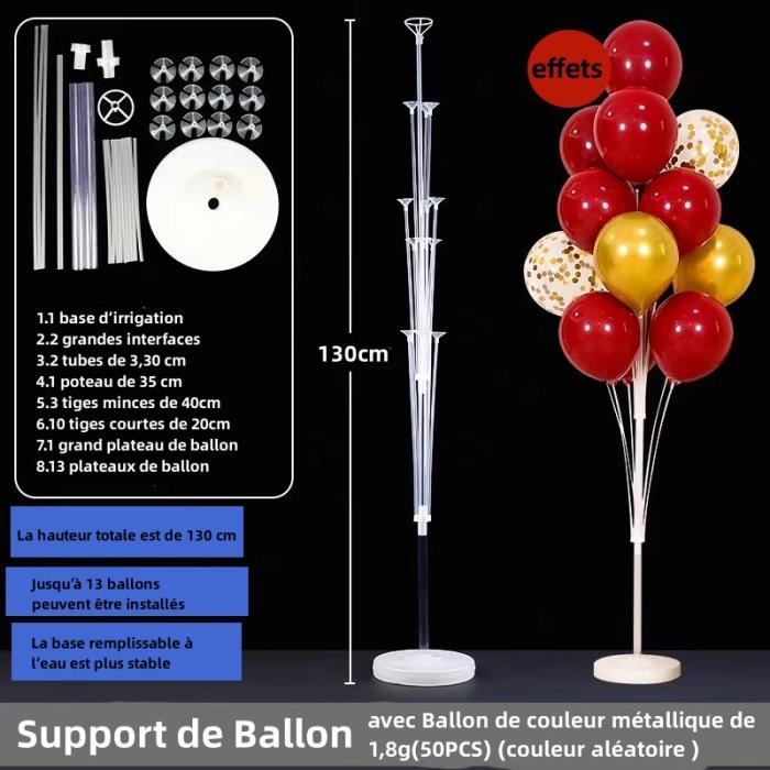 Coriver Kit De Support Pour Arbre à Ballons – 7 Bâtons, 7 Coupelles, Base Transparente, Pour Mariage Et Anniversaire