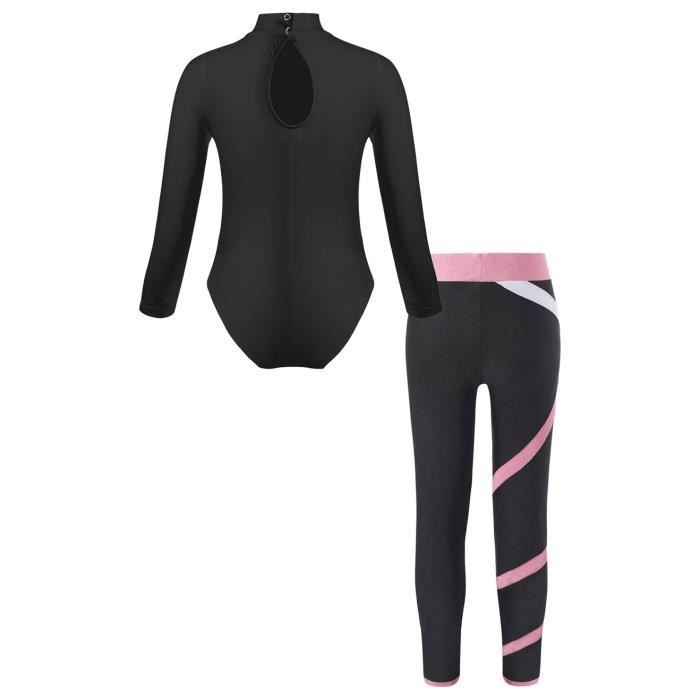 Inlzdz Enfant Fille Justaucorps Gym Danse Patinage avec Collant Costume Spectacle Dancewear 5 12 Ans Cdiscount Sport