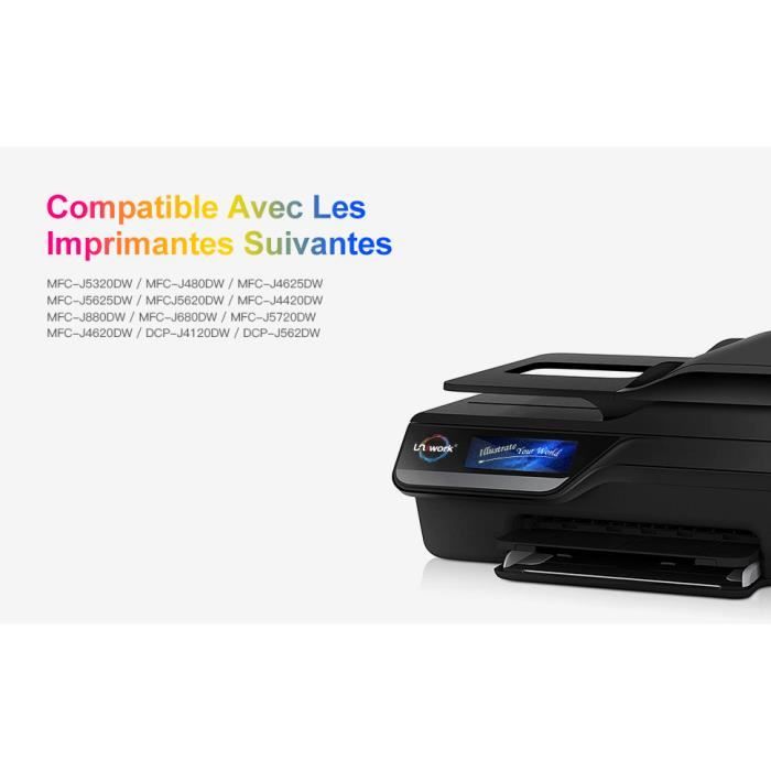 2 Cartouches D'encre Noire Compatibles Brother (DCP-J562DW, MFC-J480DW, Etc.) - 16ml, Neuves
