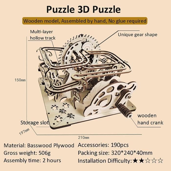 Puzzle en Bois 3D Adulte, Maquette Bois Jeu de Bille Orbitale