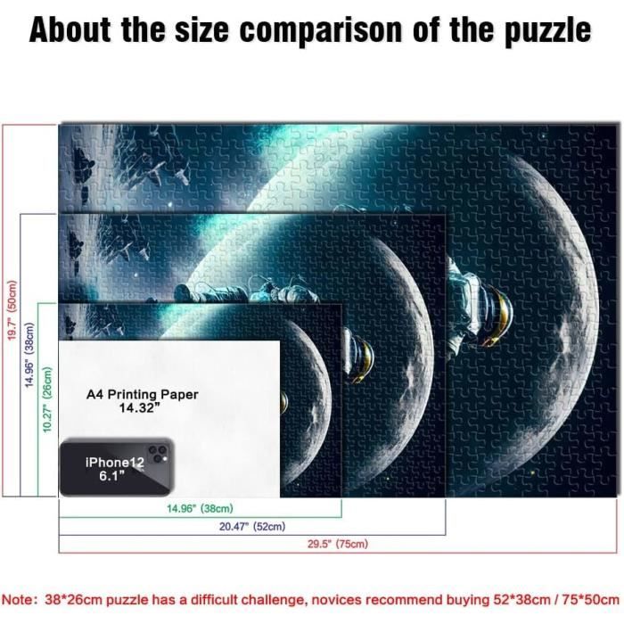 500 Pièces Puzzles Lune Motard Astronaute Puzzle Pour Adultes Puzzle En
