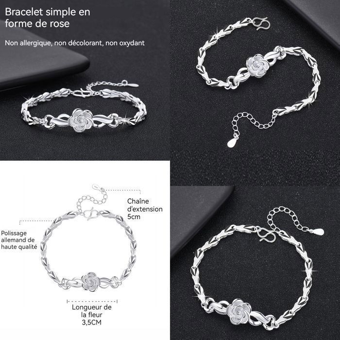 Bracelet Infini Initiales Kraven - Argent 925, Réglable, Cadeau Femme Noël/Anniversaire
