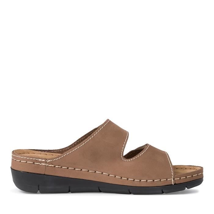 Mules en cuir Tamaris 27510 28 Marron Semelle compensee haute Confortable Marron Cdiscount Chaussures
