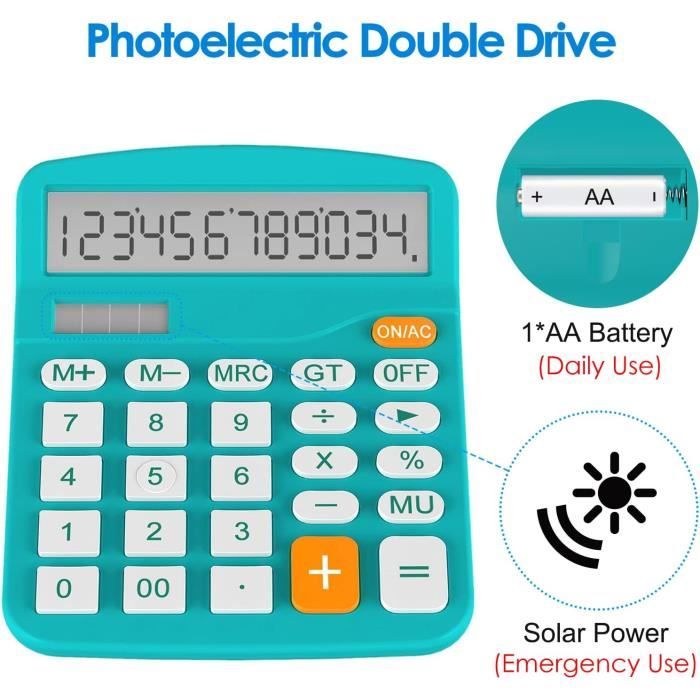 Petite Calculatrice De Poche Standard - Double Alimentation Solaire Et Pile, LCD - 7