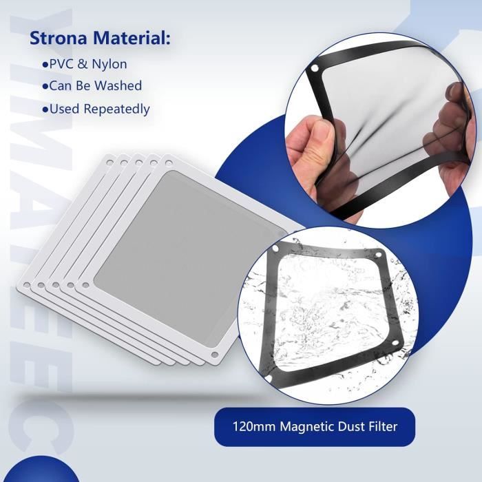 Filtre Anti-Poussière Magnétique Pour PC 150x50mm - Cadre PVC Noir - Protection Ventilateur Ordinateur