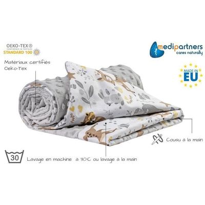 Couverture Bébé 2 Faces 100x70cm - Coton Mousseline Oeko-Tex - Pour Poussette, Landau, Siège Auto