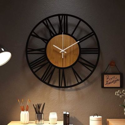 Horloge Murale Ronde Motif Arbre De Vie Noir - 30 Cm, Sans Tic-tac, Chiffres Romains | Pour Salon, Chambre, Bureau