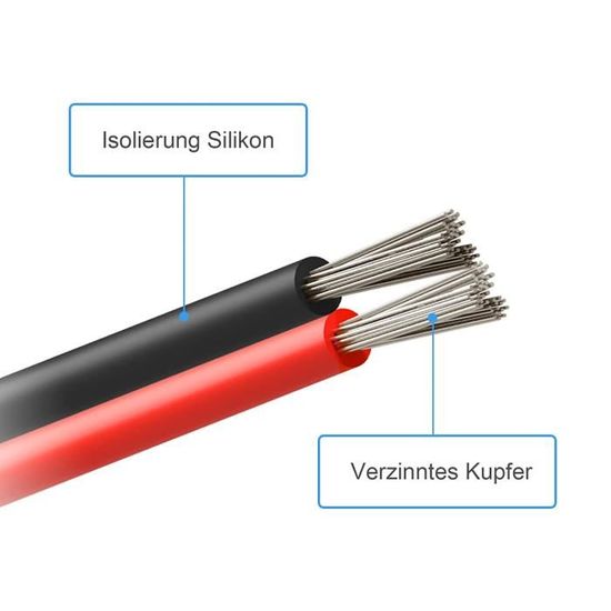 Lot de 3 câbles en silicone étamé ultra flexibles résistants à la