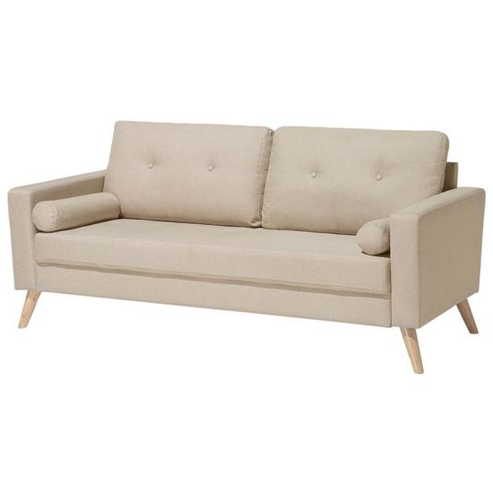 Canape En Tissu Beige Clair Kalmar Achat Vente Canape Sofa