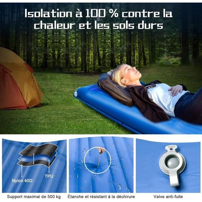 KeenFlex Matelas Autogonflant 4 Cm – Confort, Léger 1,4 Kg, Résistant à L'eau – Camping Et Rando