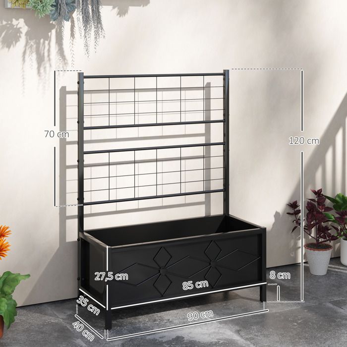 Outsunny Jardinière Surélevée Avec Serre 80x40x120cm - Mobile Avec Roulettes Et Étagère