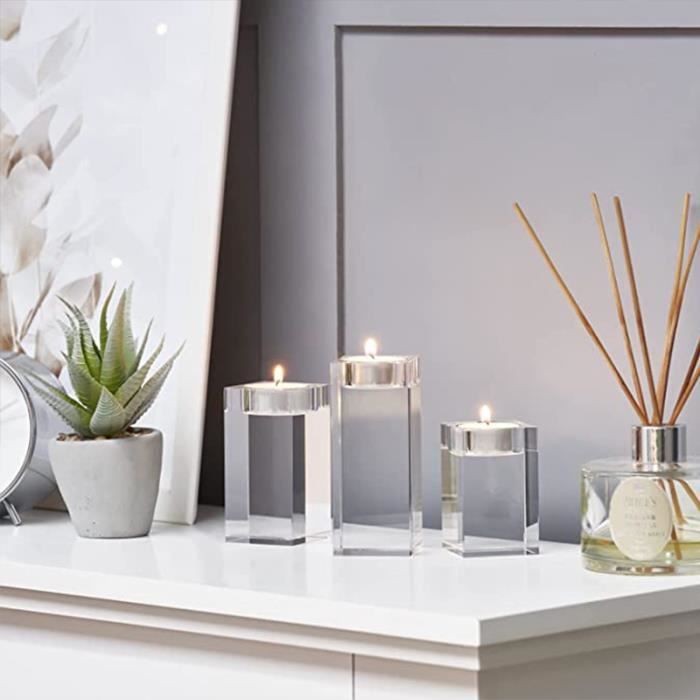 Set De 3 Porte-Bougies En Verre Doré Mat Sur Tige - 50, 55, 60 Cm - Idéal Décoration De Table Mariage, Fête, Centre De Table - 2