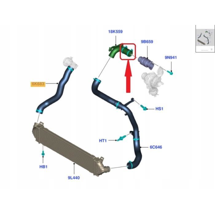 TUYAU INTERCOOLER TURBO VOLVO V50 C30 V40 S40 S60 V60 1.6 D FORD B MAX ...