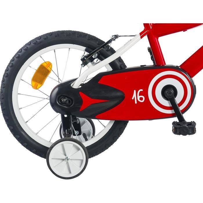 Velo 16 avec petites roues inclus ideal partir de 4 ans de 105 a 120 cm mixte enfant rouge Cdiscount Sport