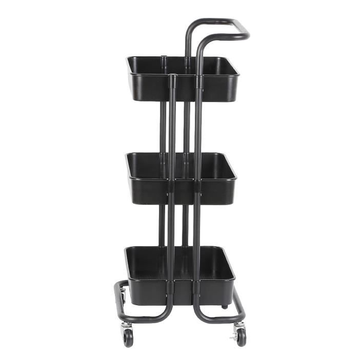 Chariot de rangement à roulettes - HOMEWELL - YIPEEMA - Noir ...