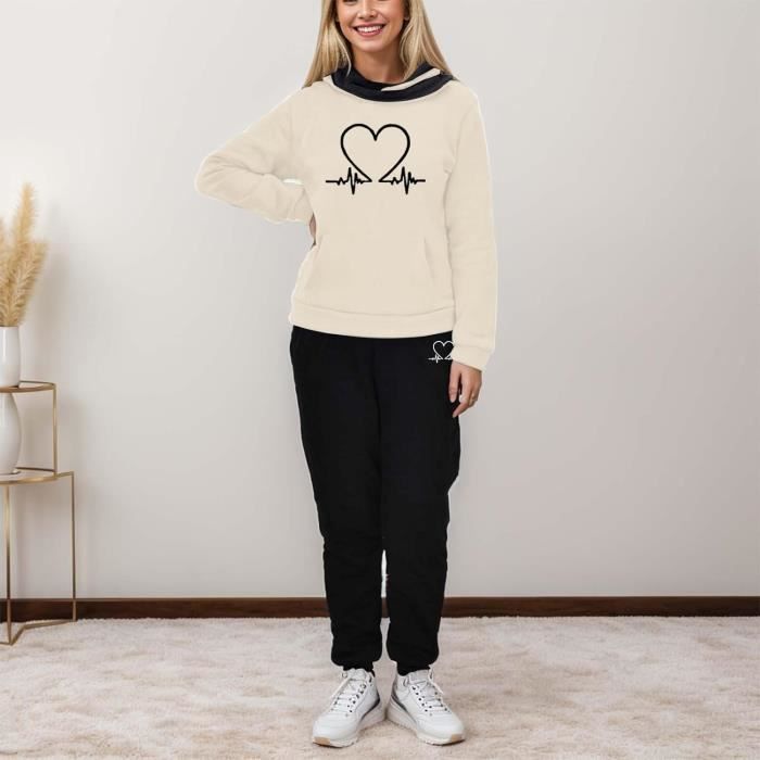 Survetement Jogging Femme Ensemble Sport Pantalon Et Sweat Capuche Survetement Femme Grande Taille Ensemble Chic K Couleurs multiples Cdiscount Pret a Porter