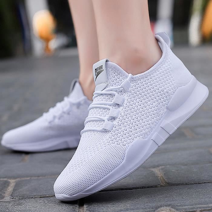 Baskets Femme Chaussures de sport Casual Blanc T tes rondes