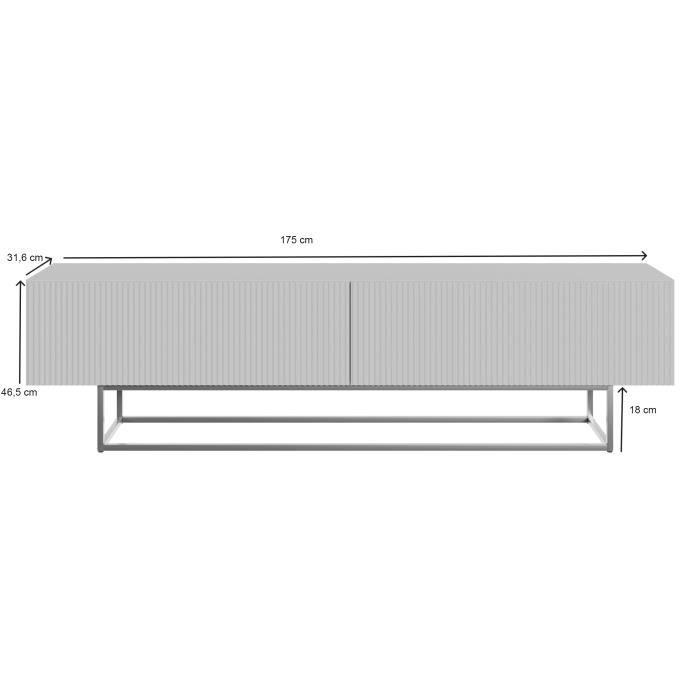 Selsey BELLO - Meuble TV - 175 Cm - Avec Façades à Lamelles - Taupe