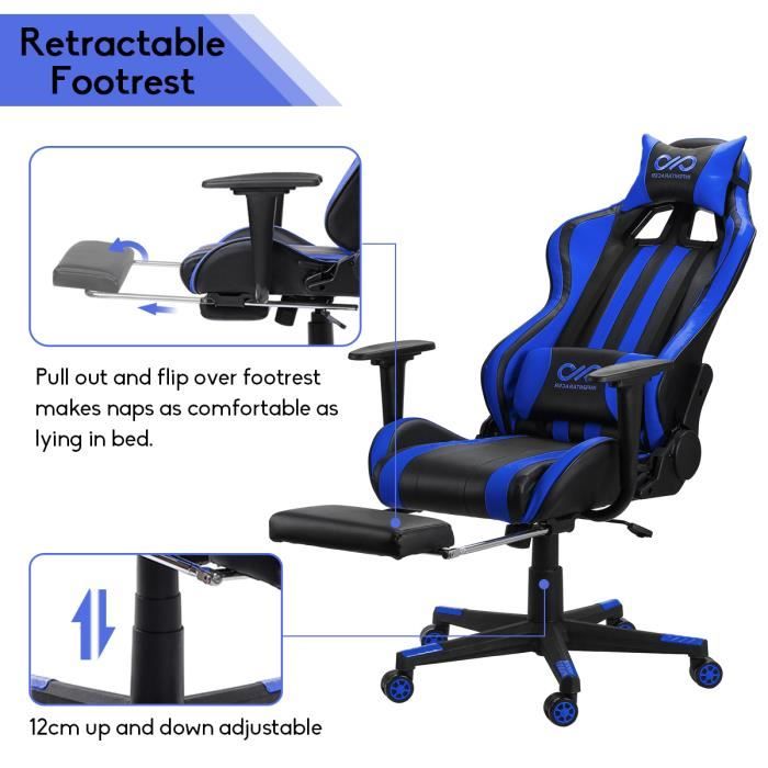 Fauteuil gamer chaise gaming siège de bureau réglable avec repose