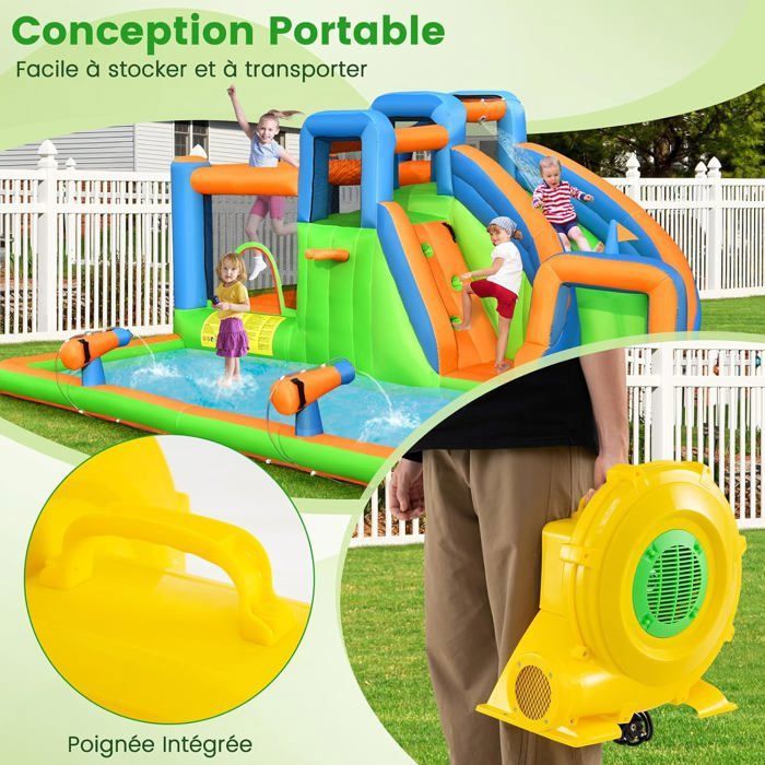 Gonfleur électrique COSTWAY 750W – Souffleur Pour Château Gonflable, Avec Piquets De Sol Et Longue Prise 370 Cm