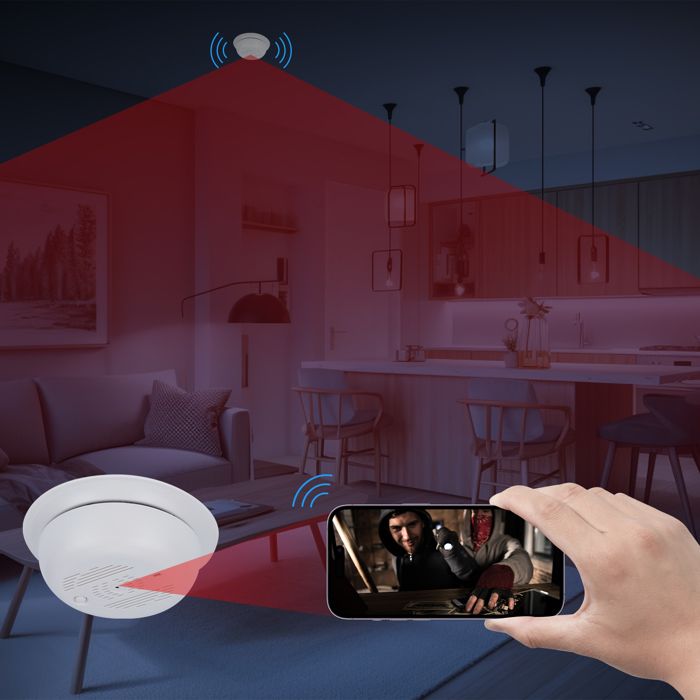 Caméra Espion WiFi Cachée Détecteur De Fumée 4K UHD – Vision Nocturne, Détection Mouvement, Tuya APP