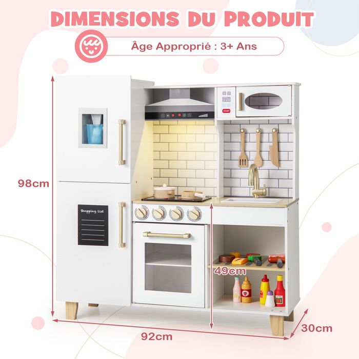 Honeyjoy Cuisine d'Angle pour Tout-Petits, Ensemble de Cuisine avec Hotte de Cuisinière, Machine à Glaçons, Micro-Ondes Vert