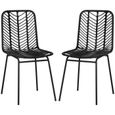 Lot de 2 chaises de jardin style colonial piètement acier résine tressée aspect rotin noir 44x58x85cm Noir-0