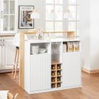 Îlot Cuisine SoBuy Meuble Rangement avec Porte Bouteilles 8 Cases 2 Portes Range Verres Buffet Bar Cuisine Salon Blanc 105x60x105cm