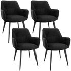 WAFTING Lot de 4 Chaises de Salle à Manger, Chaises de Cuisine, Fauteuil Rembourrée en Velours, Pieds en Métal, Noir