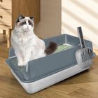 Grande litiere inox VIVOLILV,Bac à Litière pour Chat XL,Bord Haut,Maison de toilette pour chat avec Pelle,60x40x30 cm,Gris