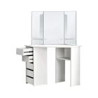 ML-Design Coiffeuse Moderne Blanc 110 x 141,5 x 54 cm avec 3 Miroirs, 5 Tiroirs, 3 Compartiments de Rangement, en Bois MDF