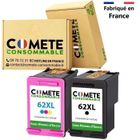 62XL - 2 Cartouches d'encre compatibles HP 62 XL Sans Affichage du Niveau d'Encre - Cartouche HP 62 XL COMETE CONSOMMABLE