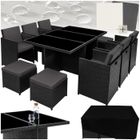 ENSEMBLE TABLE CHAISE DE JARDIN - TECTAKE - Salon de jardin NEW YORK pliable cadre en aluminium 2 sets de housses incluses - Noir