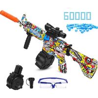 Gel Blaster Bombe à Eau Pistolet électrique avec 60 000 perles d'eau et verres jouet rechargeable pour activités de plein air