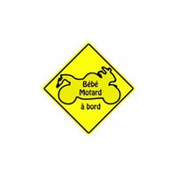 Bébé motard à bord carré jaune autocollant sticker adhesif logo 3-3 Taille : 8 cm