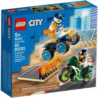 LEGO City Turbo Wheels Set, L'equipe de cascadeurs avec un quad tout-terrain, une moto et une rampe de cascades avec des flam