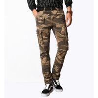 pantalon de couleur camouflage Homme Coupe Slim en Pur Coton et Multi-Poches Pantalon de Loisir