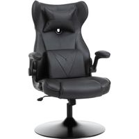 Fauteuil gaming fauteuil de bureau gaming base ronde métal pivotante 360° hauteur réglable coussins intégrés P.U noir 67x75x112cm