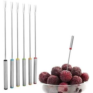 Lot De 6 Fourchettes à Fondue En Acier Inoxydable Pour Barbecue, Chocolat, Fromage, Dessert, Fondue, Fruits