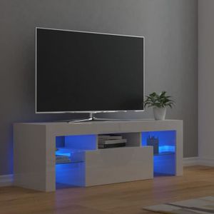 MEUBLE TV Meuble TV avec lumières LED Blanc brillant 120x35x40 cm-AKO7677430591823