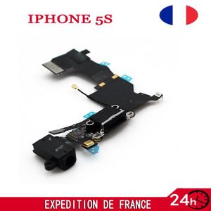 Connecteur De Charge Et Jack Pour IPhone 5S Noir - Nappe Dock De Remplacement Neuve