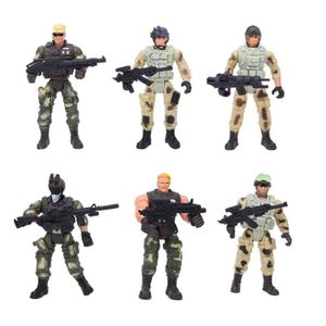 FIGURINE - PERSONNAGE Fdit Jouet de modèle militaire 6pcs Modèles de Police Soldats Militaires Mobiles avec Articulations Armes pour Parent-Enfant