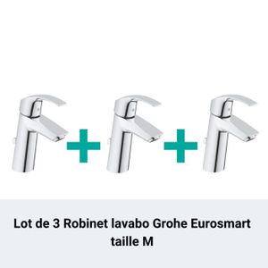 ROBINETTERIE SDB Lot de 3 Robinet lavabo Grohe Eurosmart taille M