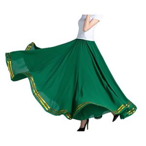 JUPE Femme A-ligne Long Jupe Brillante en Mousseline de soie Square Dance Maxi Danseuse de Ballet Jupe Performance Flamenco DVertSG720