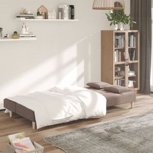 CANAPE CONVERTIBLE PAR Canapé-lit à 2 places avec deux oreillers taup