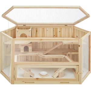 CAGE CAGE - TECTAKE - Clapier Cage à Hamster Gerbille Petits Rongeurs et Souris BENNI En bois 115 x 60 x 58 cm - Marron