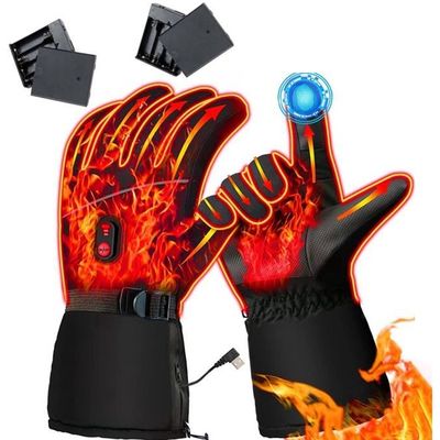 Gants Chauffants Unisexes Rechargeables - Batterie 2200mAh, 3 Niveaux Chaleur - Pour Ski, Vélo, Randonnée - Doigts Tactiles