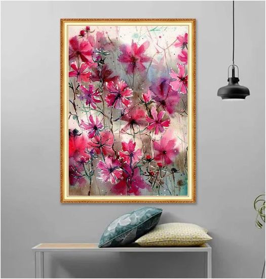 51buyoutgo Kit Broderie Point De Croix Complet Adulte - Fleurs 30x30 Cm 11CT, Facile Pour Débutants