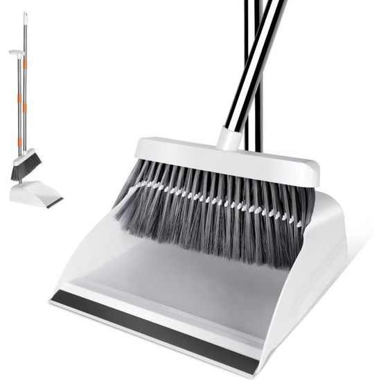 Ensemble Balai Et Pelle à Poussière TreeLen – Manche Long (évite De Se Pencher) – Design Pliable – 4 Rangées De Poils – Lèvre En Caoutchouc – Idéal Pour Intérieur, Animaux, Cuisine