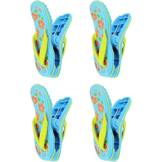 Lot De 4 Pinces à Serviette De Plage JVL – Turquoise – Grandes, 12,5 Cm – Plastique Résistant – Multi-usages